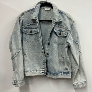 Bohme ruffle distressed denim jacket M